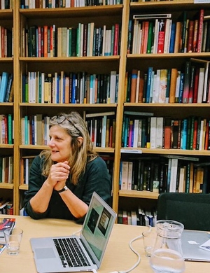 A photo of Fiona Macintosh in the APGRD Study Room.