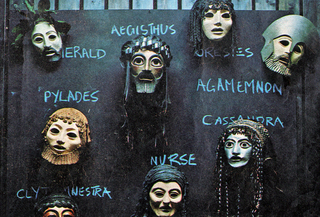 Oresteia masks by Jocelyn Herbert