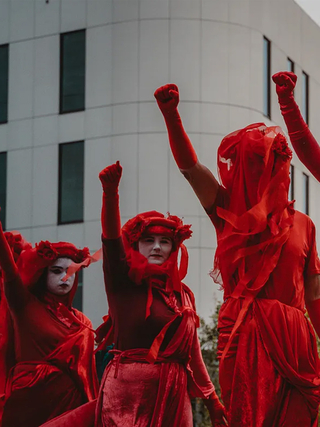 A photo of Extinction Rebellion's Red Brigade.