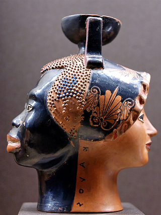 An Attic janiform red-figure aryballos