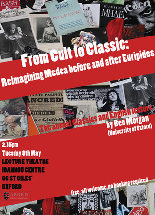 Poster for the 2018 English and Classics Lecture, by Ben Morgan